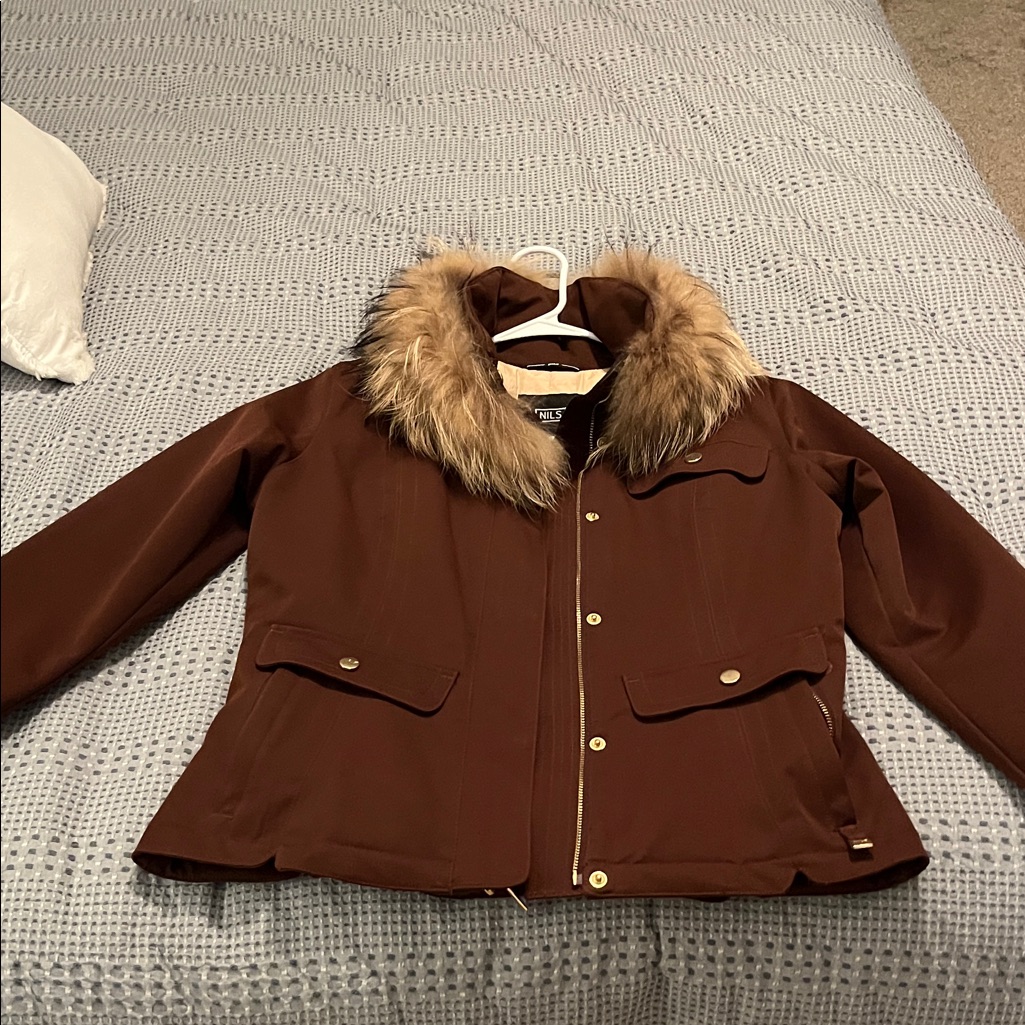 Nils Brown Jacket With Fur Trim